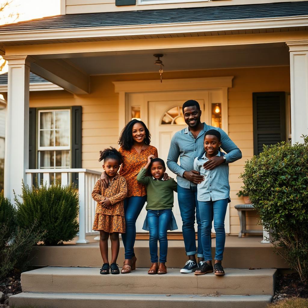 Financial Empowerment Circle: Black family at their new home, homeownership, family wealth and legacy planning